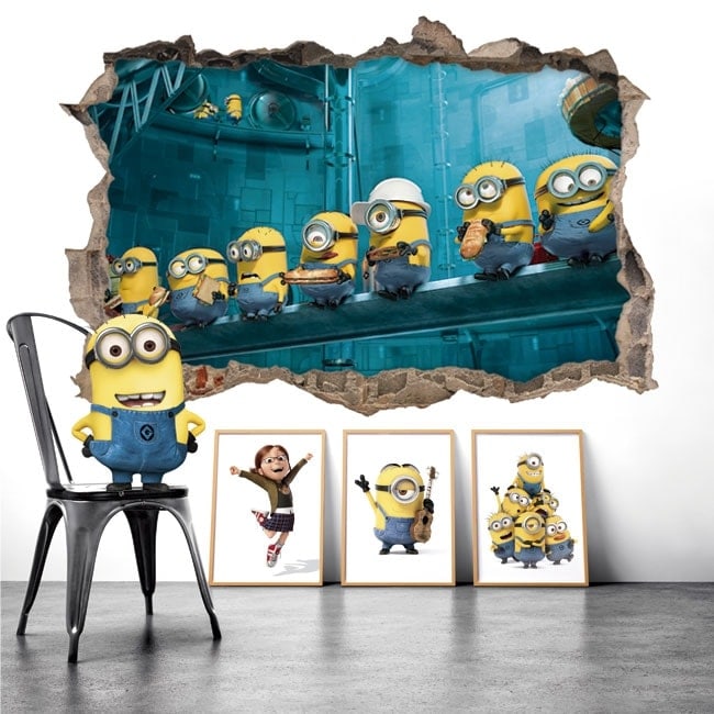 🥇 Wall stickers minions lunch in New York 3D 🥇