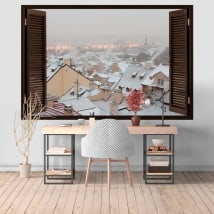 Wall murals Winter in Prague 3D