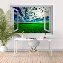 Vinyl sunset in the field 3D