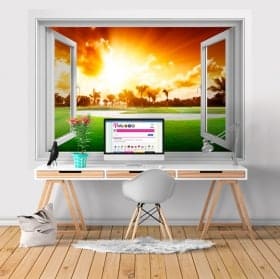 Vinyl window 3D sunset