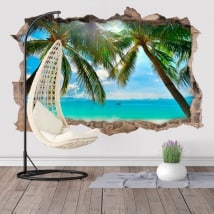 Vinyl palm trees on the beach 3D