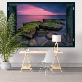Decorative vinyl window sunset on the black sea 3D