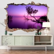 Decorative vinyl sunset on the lake 3D