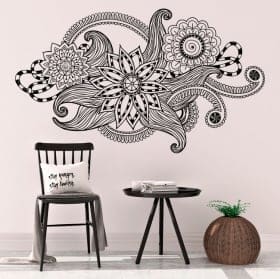 Decorative vinyl tribal vintage flowers