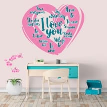 Decorative vinyl I love you in several languages