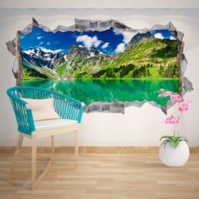 Decorative vinyl snowy lake and mountains 3D