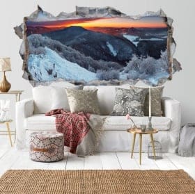 Decorative vinyl sunrise in the mountains 3D