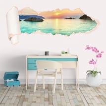 Vinyl sunrise beaches Vietnam torn paper 3D