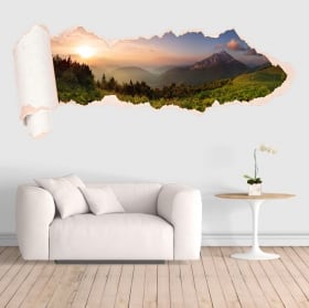 Vinyl sunset mountains torn paper 3D