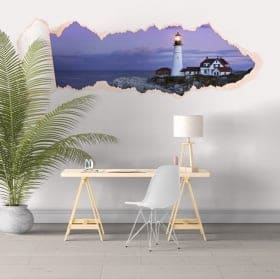 Vinyl torn paper 3D Portland lighthouse