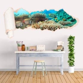 Vinyl coral reef fish torn paper 3D