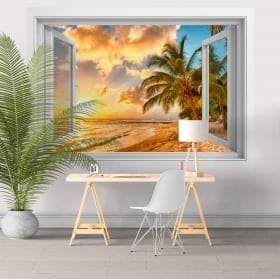 Vinyl walls sunset on the beach barbados 3d