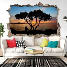 Decorative vinyl sunset in thailand 3d