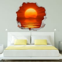 Decorative vinyl sunset at sea 3d