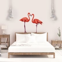 Decorative vinyl wall flamingos