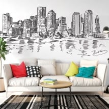 Vinyl and stickers drawing skyline boston