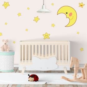 Stickers vinyl moon and children stars