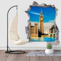 Vinyl hole wall 3d big ben london england
