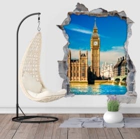 Vinyl hole wall 3d big ben london england