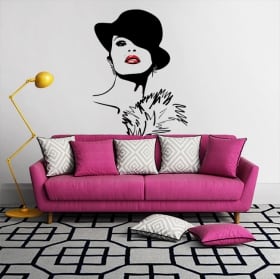 Vinyl walls and windows woman silhouette