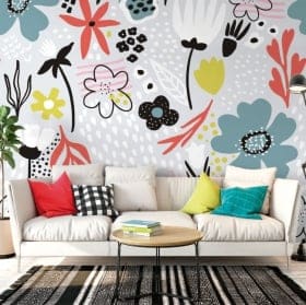 Vinyl wall murals colorful flowers