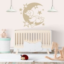 Vinyl and children's stickers duck on the moon