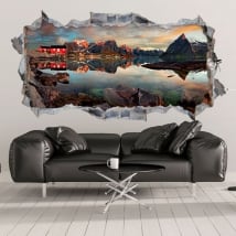 Vinyl hole in the wall panoramic reine norway 3d
