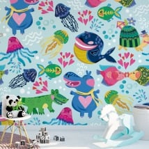 Wall murals of children's vinyl animals to decorate