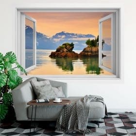 Vinyl window waterfall nature 3d