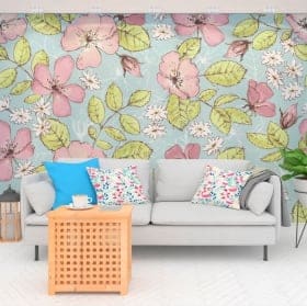 Adhesive murals flowers to decorate