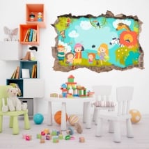 Vinyl and stickers for children family in the zoo 3d