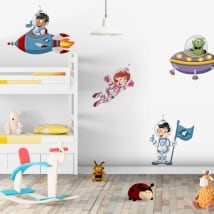 Children's vinyl astronauts and spaceships