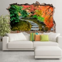 Decorative vinyl garden japanese hole wall 3d