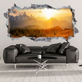 Sticker sunset on rocky mountain slovakia 3d