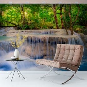 Wall murals of vinyl waterfalls in the forest