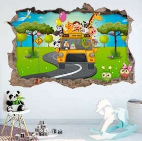 Vinyl 3d children bus zoo animals