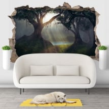 Decorative vinyl 3d illustration trees magical forest