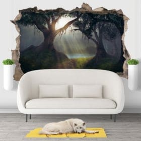 Decorative vinyl 3d illustration trees magical forest