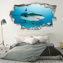 Decorative vinyl for walls 3d shark