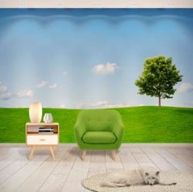 Vinyl wall murals tree in the meadow