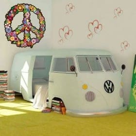 Decorative vinyl flowers peace and love