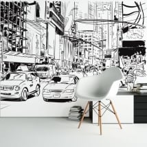 Vinyl wall murals city illustration