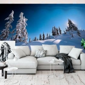 Vinyl wall murals pines in the snow