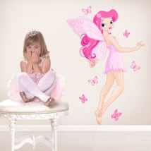 Stickers and children's vinyl fairy with butterflies