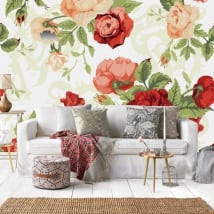 Vinyl wall murals vintage nature roses
