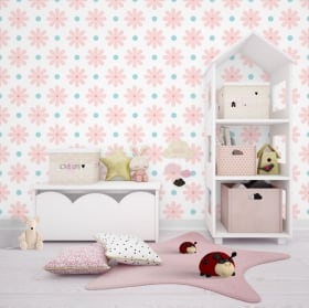 Vinyl wall murals with flowers and circles