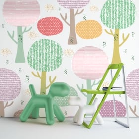 Vinyl wall murals with colorful flowers
