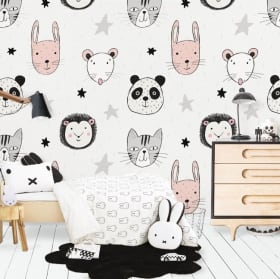 Wall murals of adhesive vinyl with flowers
