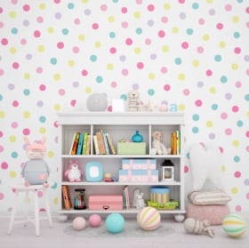 Wall murals of adhesive vinyl drops of colors