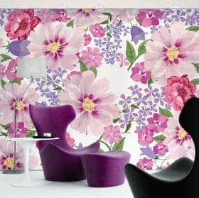 Wall murals of adhesive vinyl camomile flowers